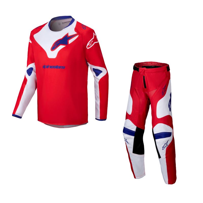 Alpinestars 2025 Racer Veil Youth Motocross Combo Kit Bright Red White